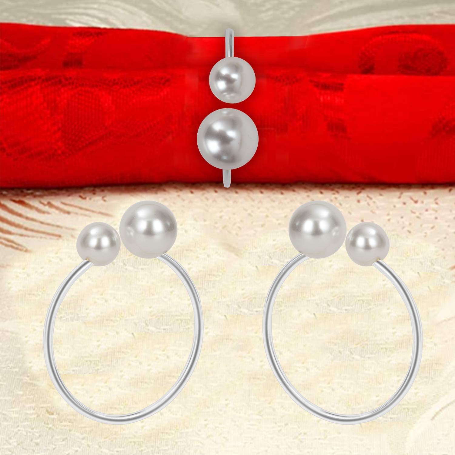 KPOSIYA Perlen-Serviettenringe – Set mit 50 silberfarbenen Serviettenhaltern, Tischserviettenschnallen für Esstisch, Weihnachten, Hochzeit, Partyzubehör (Silber 50)