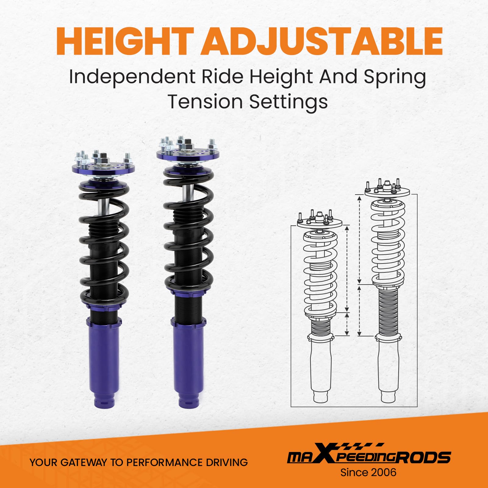 COMPLETESTRUTS Rear Complete Strut Assemblies With Coil Springs For 2009-2012 Toyota Venza FWD - Set Of 2
