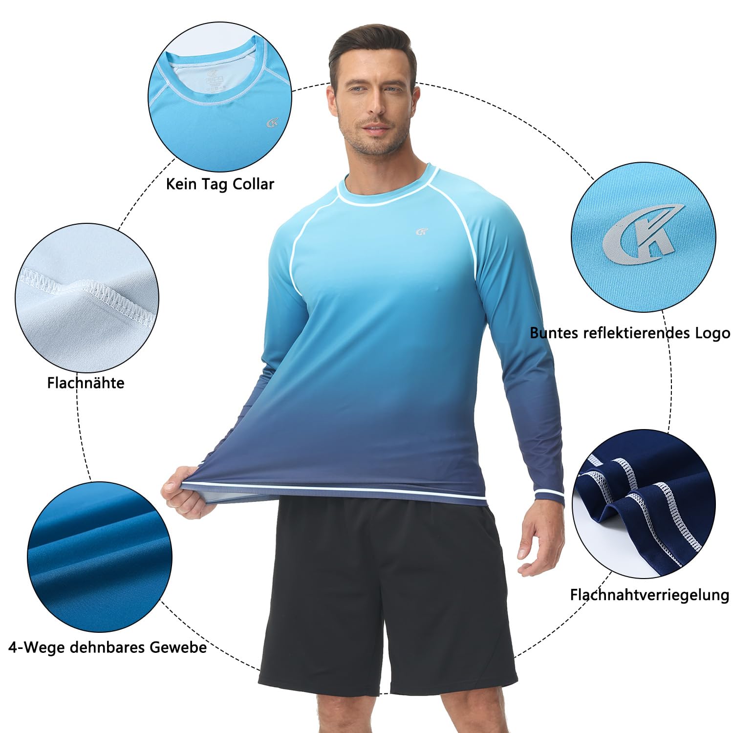 Huayuzh Rashguard Camiseta de natación de manga larga para hombre, de secado rápido, transpirable, para surf, pesca, senderismo