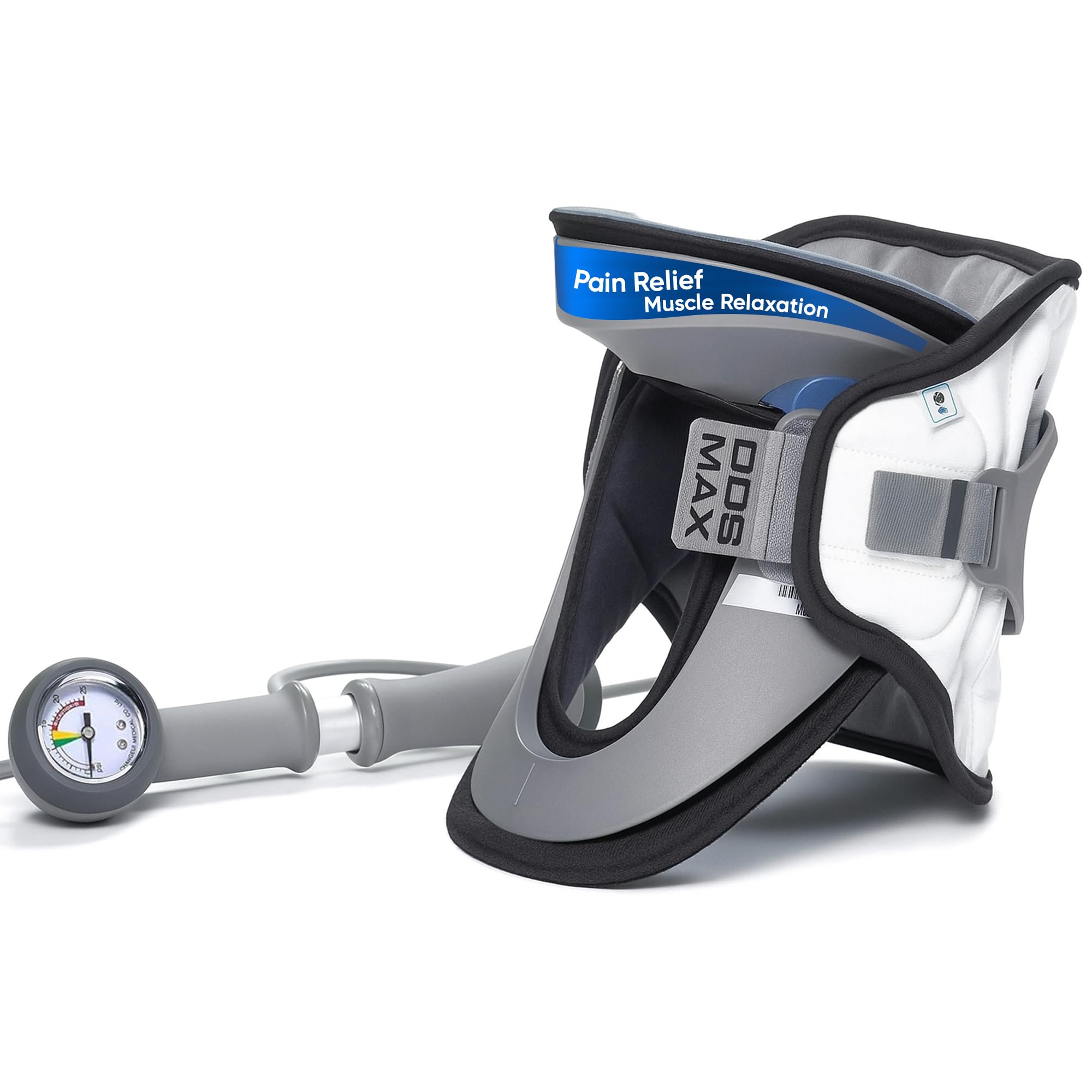 DDS, Inc. MAX Cervical Traction Collar Neck Brace for Discomfort Reduction, Neck Decompression Devices for Pinched Nerve, Stretcher, Pneumatic Support, Relaxation & Cervical Spine Alignment(13"-16.5")