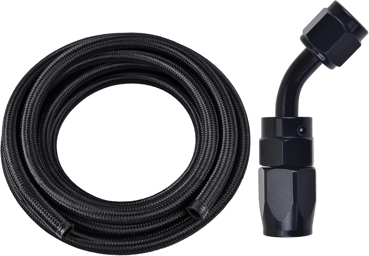 EVIL ENERGY 4AN Nylon Braided CPE Fuel Hose 10FT Bundle with 4AN Swivel Hose End Fitting 45 Degree