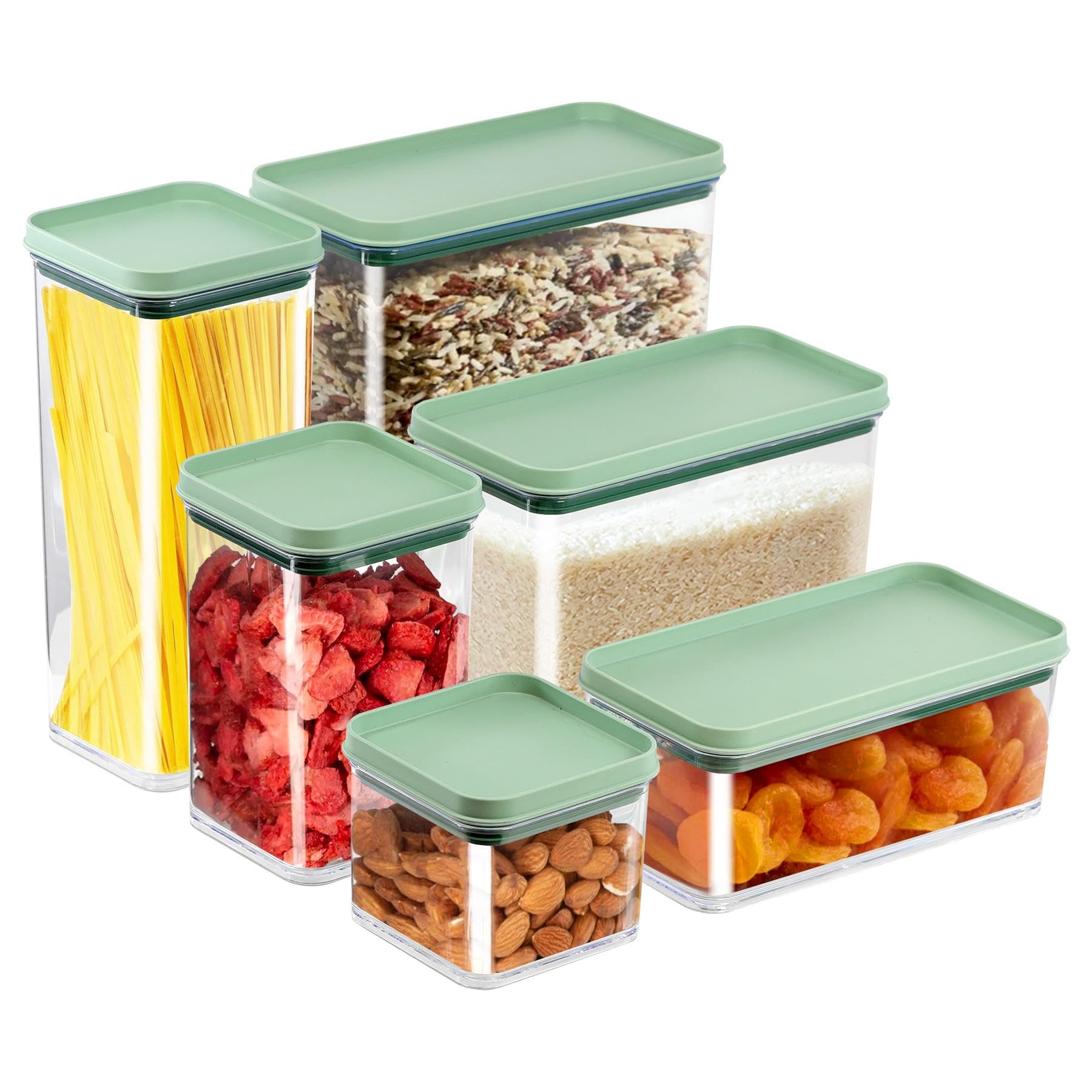 Geezy Food Storage Containers Set Of 6 Stackable Kitchen Plastic Containers With Lid
