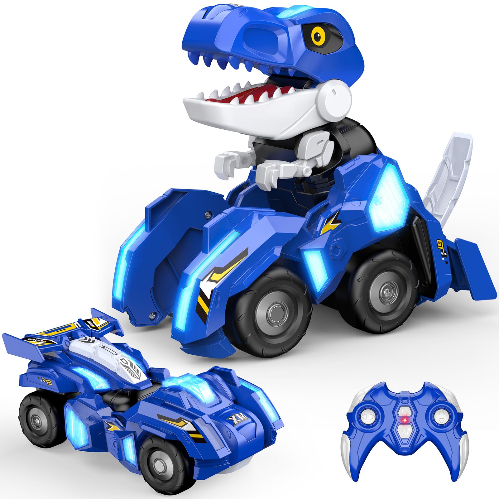 HappyGoLucky Dinosaur Remote Control Cars, Transforming Toy for 3-12
