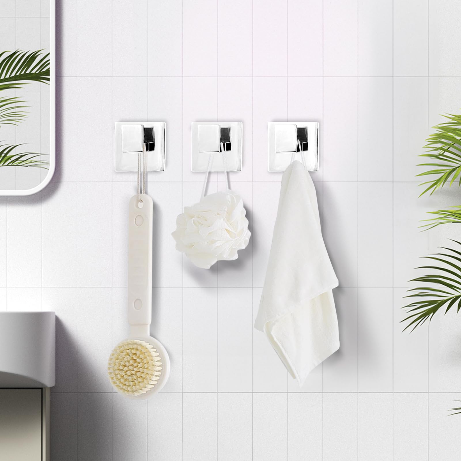 IBosins 4 Pack Towel Hooks Hand Towel Holder for Bathroom Wall Livingroom Bedroom Kitchen Closet Heavy Duty Stainless Steel Hook Hanger for Robe Bath Towel - Image 3