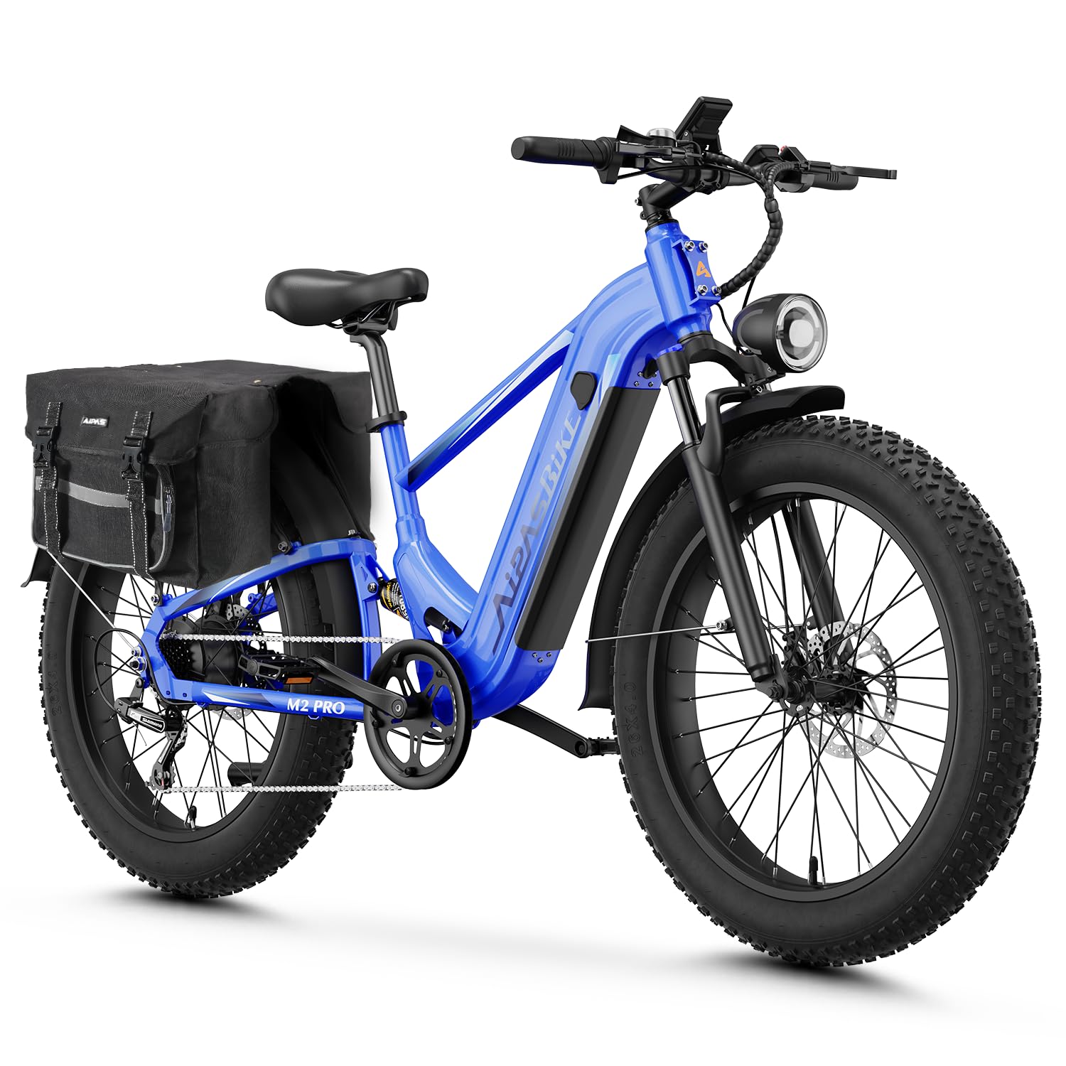 M2 Pro Electric Bike for Adults with 1800W Motor Peak, 26'' x 4.0'' Fat Tire Ebike, 48V 17.5Ah Battery, 85 Miles Fastest Ebike, 36Mph Electric Mountain Bike, Electric Bicycle with Saddle Bag