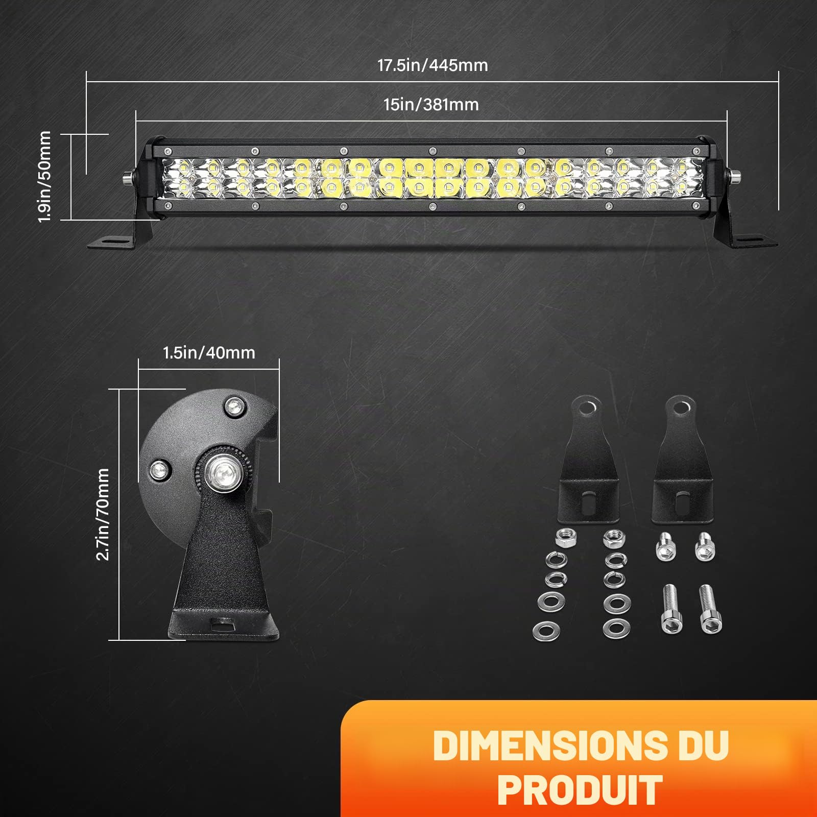 Willpower Barre LED 38cm 15'' 108W Rampe LED Slim 12V 24V IP67 Étanche Projecteur Feux Phare de Travail LEDs pour 4x4 Voiture Camion Tracteur Quad Avec Faisceau de Câbles