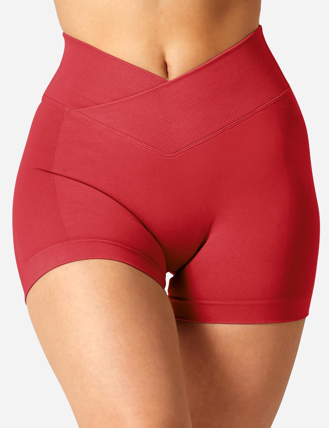 YEOREO Scrunch Butt Workout Shorts Women 3.5" Seamless V Cross Waist Sport Gym Amplify Shorts - Image 4