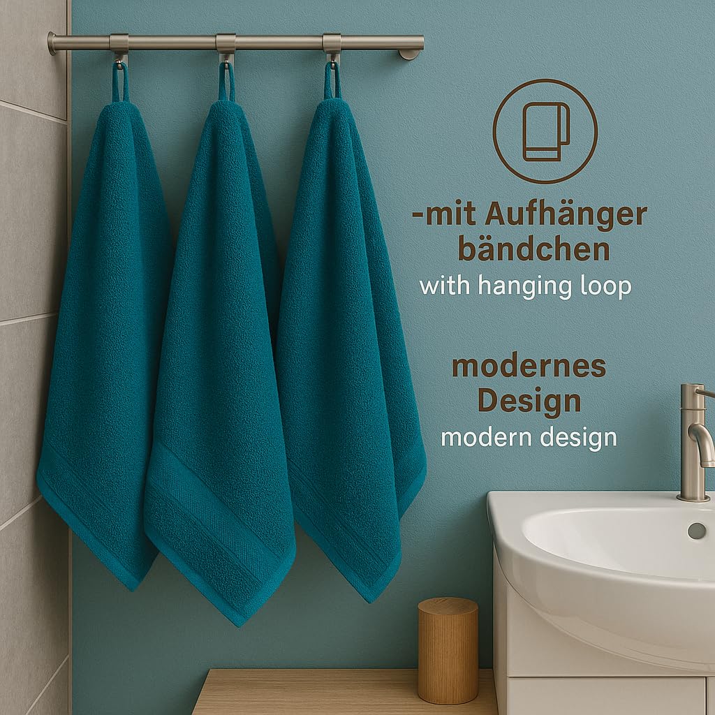 Betz Set di 6 Asciugamani Palermo 100% Cotone 50x100 cm diversi colori Colore petrol