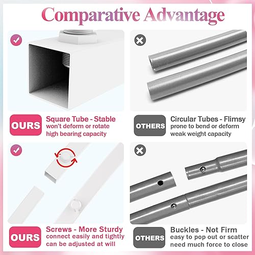 Miniatura 3 de Fomcet Juego de 2 soportes de arco de metal para arco de boda, marco arqueado blanco de 7.2 pies y 6 pies para fiesta de cumpleaños, baby shower,