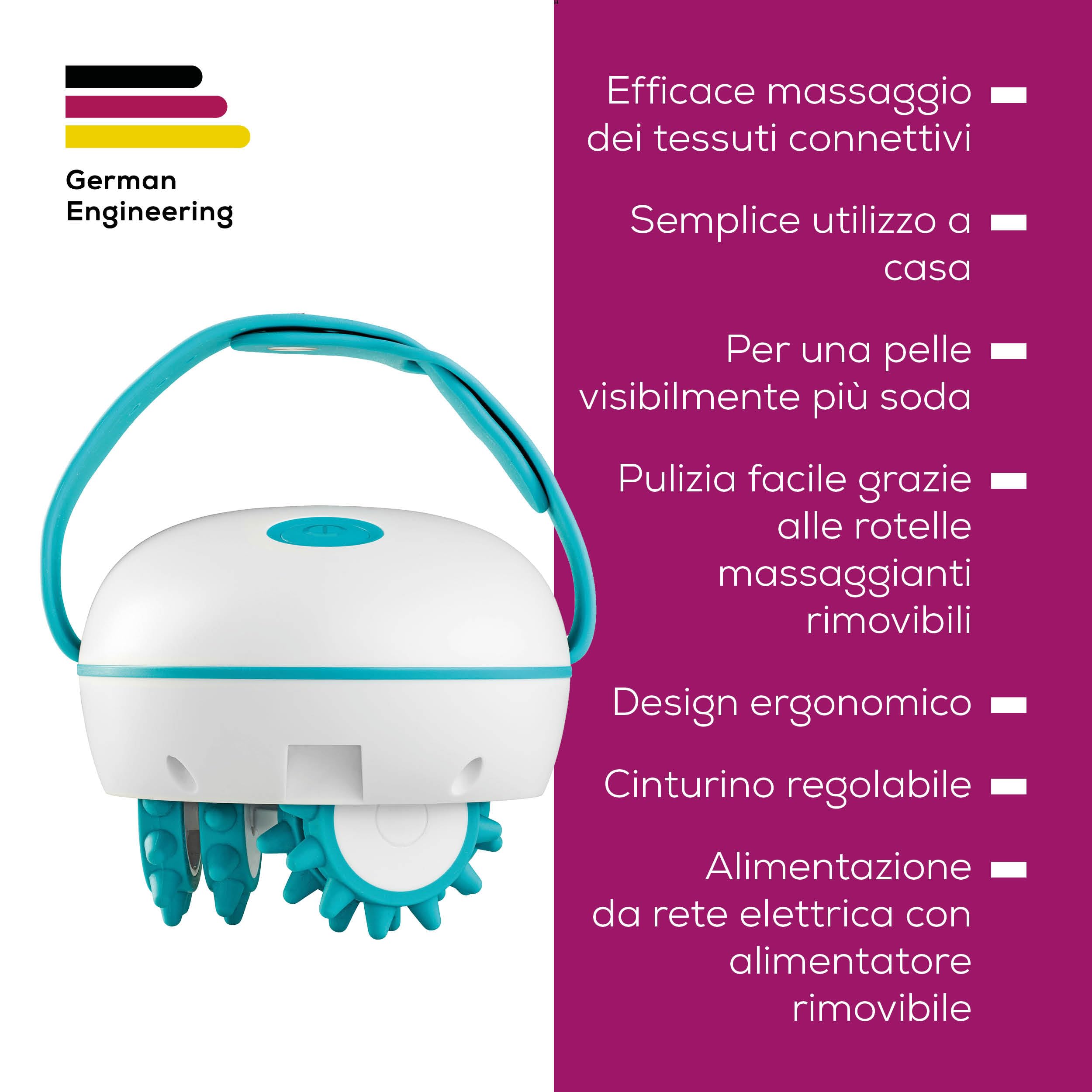 Beurer CM 51 Massaggiatore anticellulite per una pelle più soda, efficace massaggio del tessuto connettivo, rullo massaggiante elettrico con 2 livelli di intensità e impugnatura regolabile