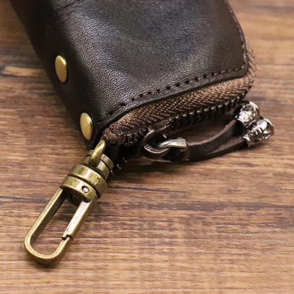 Pochette Porte-clés,Pochette en Cuir a Fermeture Éclair pour Pièces de Monnaie,Activités de Plein Air,Voyages et Affaires