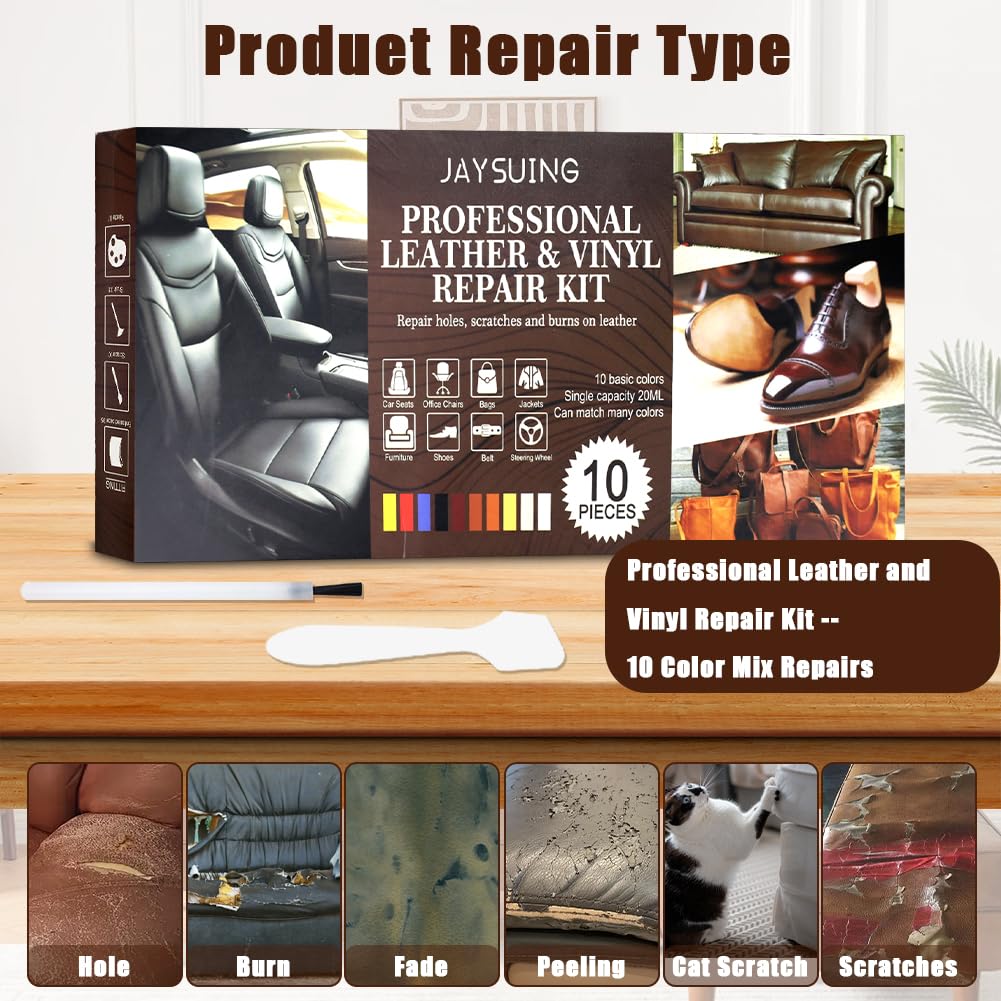 Kit di riparazione per pelle, gel color crema, kit di riparazione in vinile per mobili, divani, giacche, sedili auto e borse, ripristina finta pelle con istruzioni facili (lingua italiana non
