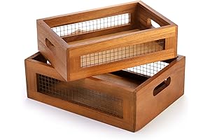 Dicunoy Decorative Rustic Countertop Nesting Basket with Handle