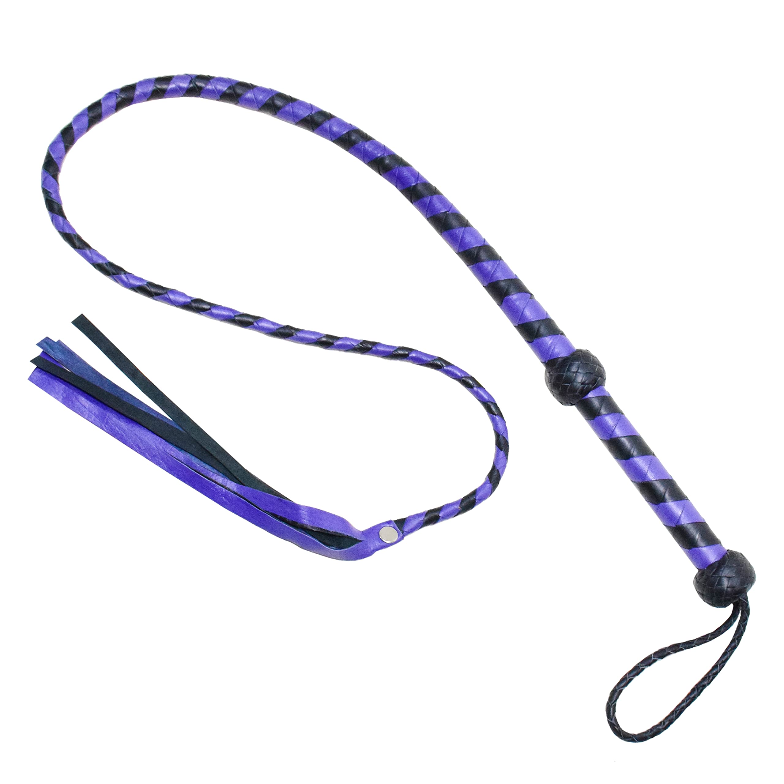 3-Foot Genuine Leather Bullwhip – 12 Plaits, Heavy Duty, Black, Handmade In USA