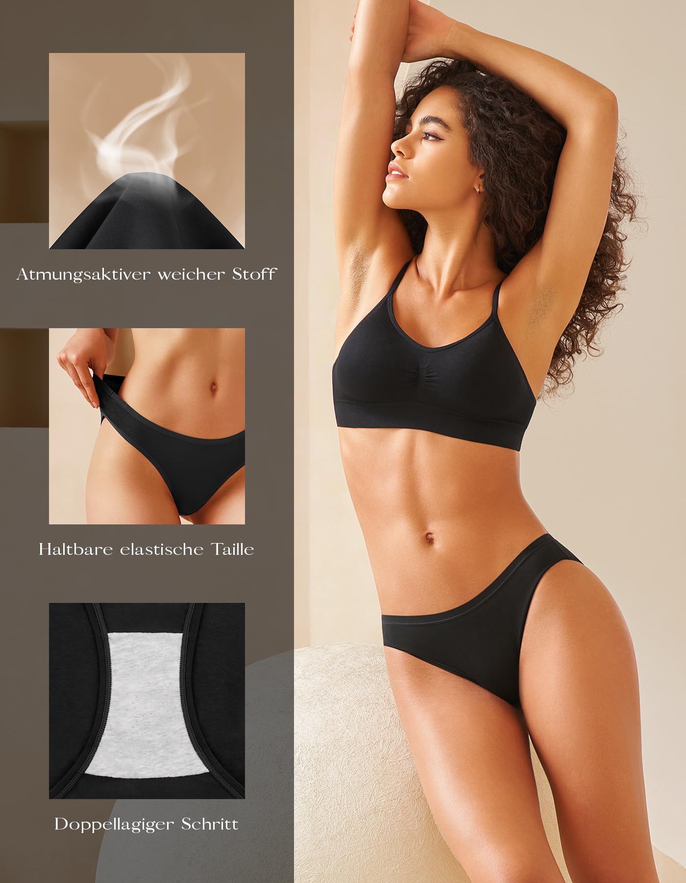 SIMIYA Unterhosen Damen Baumwolle Unterwäsche Frauen 7er 10er Pack Atmungsaktive Slip Hipster Mehrpack Panties Schlüpfer Underwear Women(10 Pack Schwarz,XXL)