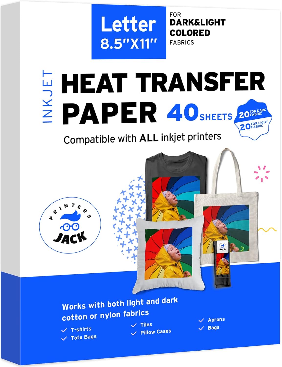 Printers Jack IronOn Heat Transfer Paper Dark & Light