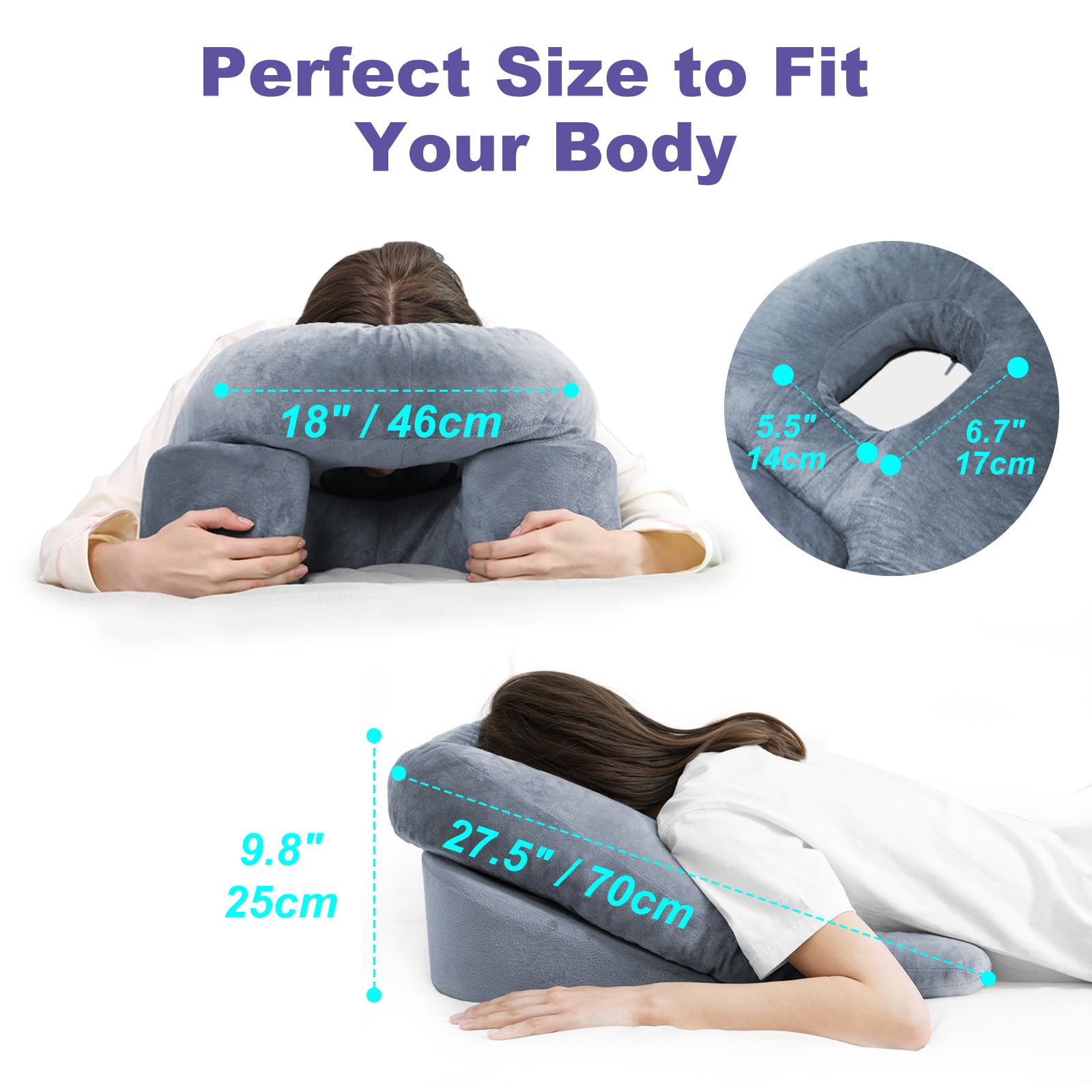 HOMCA Almohada Boca Abajo Después del Ojo, Almohada para Dormir con Agujero para Desprendimiento de Retina Durante la Recuperación, Almohada de Masaje, Almohada Facial de SPA