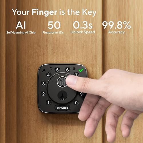 Miniatura 2 de ULTRALOQ Bolt Fingerprint WiFi Smart Lock, funciona con Apple Home, Siri, Alexa, entrada sin llave con identificación de huellas dactilares, control