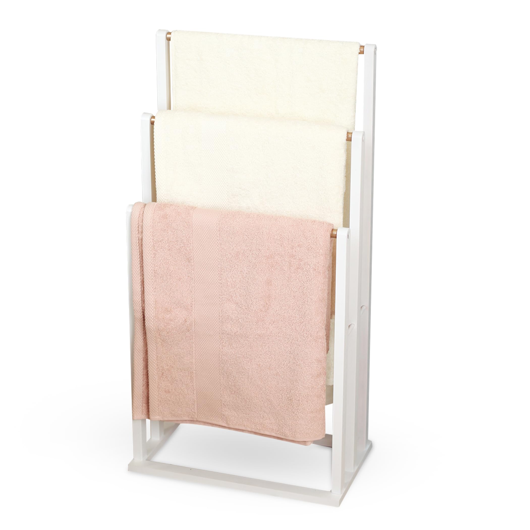 Froppi Towel Rail Freestanding Hand Towel Holder, White Bamboo