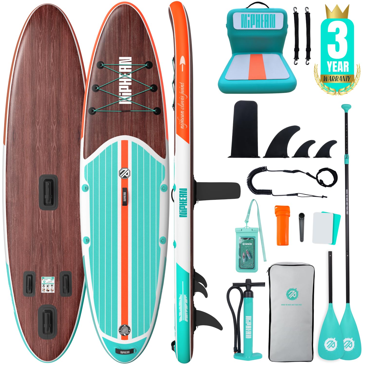 Niphean Tavola SUP Gonfiabile 320cm/230cm con Accessori SUP Stabile | Tavola SUP Rigida Portata 200kg, Antiscivolo con Kit Riparazione, per Adulti, Principianti, Uomini, Donne e Yoga