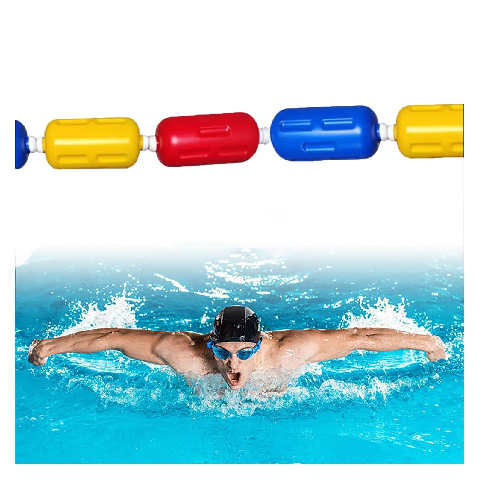Bouée de séparation de piscine avec crochets pour sécuriser le bassin