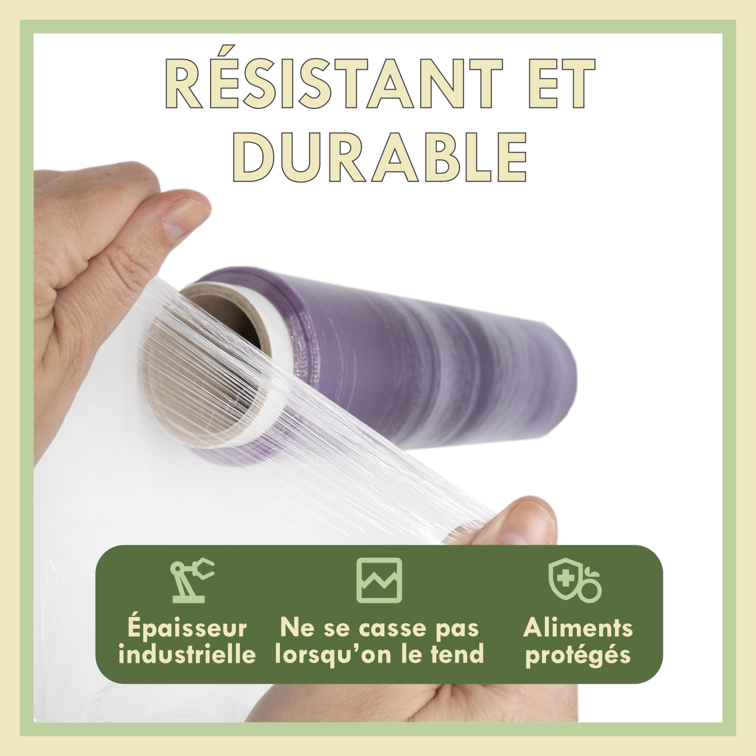 Film alimentaire professionnel 45 cm 1,1 kg 3 rouleaux transparent étirable adhérent cuisine hôtellerie tatouage coiffure