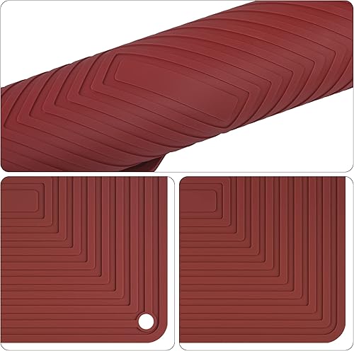 Miniatura 2 de Smithcraft Salvamanteles de silicona para platos calientes, ollas y sartenes, almohadillas rojas calientes para mesa de cocina, alfombrilla