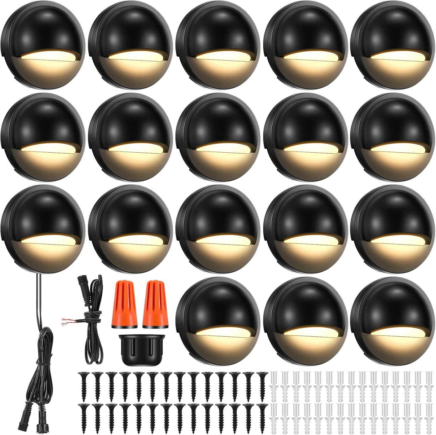 Tuanse 18 Pack Low Voltage LED Path Light, Outdoor Waterproof Garden Light for Yard Patio Pathway Decor, 2.5W, 2700K, 12-36V, Black