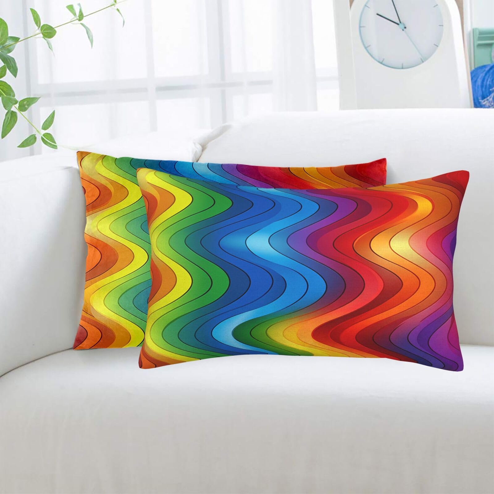Rainbow Standard Pillowcases Sets of 2, Ultra Soft Microfiber Plush Pillow Cases 20"X30" Comfort Decorative Throw Pillow Cover with Hidden Zipper for Bedroom, Sofa, Couch
