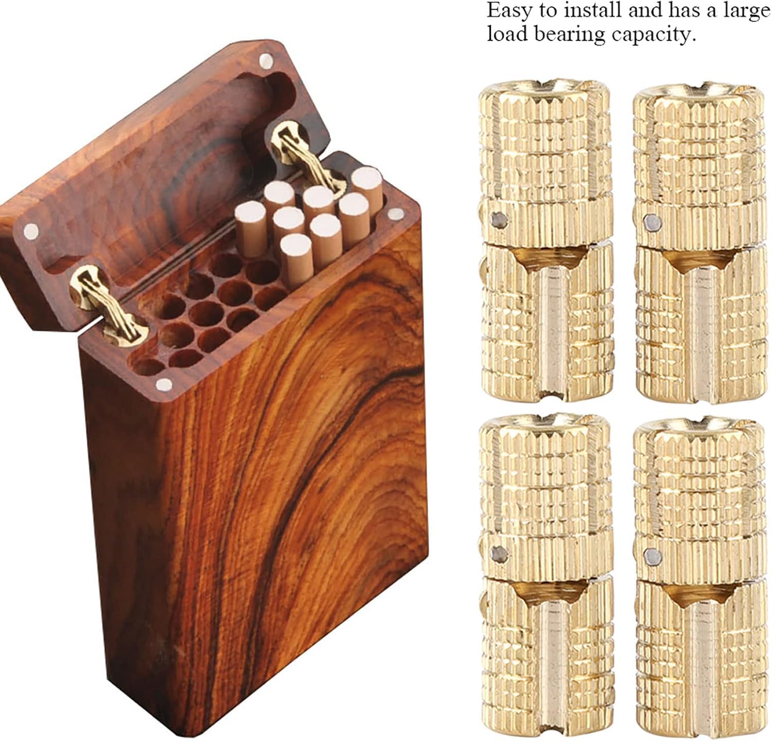 4 Pieces Copper Concealed Barrel Hinges, 10/12/14/16 mm Heavy-Duty Hinge Set, 180° Opening Angle - Image 2