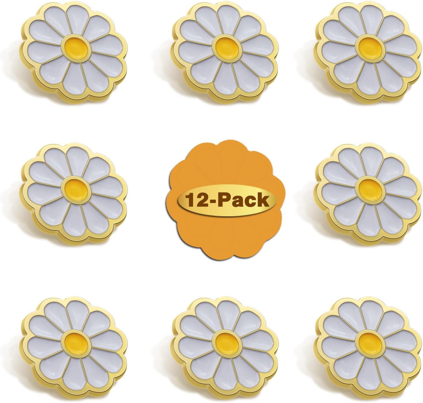 6/12/50/100Pcs White Daisy Flower Enamel Lapel Pin 1“ -For Men Women Clothes Bags Hats