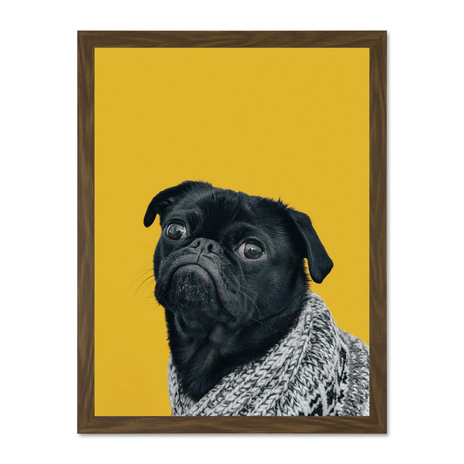 Deluvio Pug Dog Puppy In Sweater Large Framed Art Print Poster Wall Decor 18x24 inch