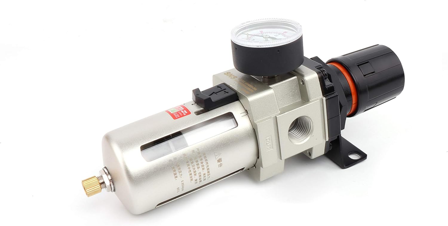 Suреr Brаndѕ SNS AW5000-N10A Compressed Air Filter Regulator Piggyback Combo 1”NPT-metal bowl, semi-auto drain, bracket, gauge