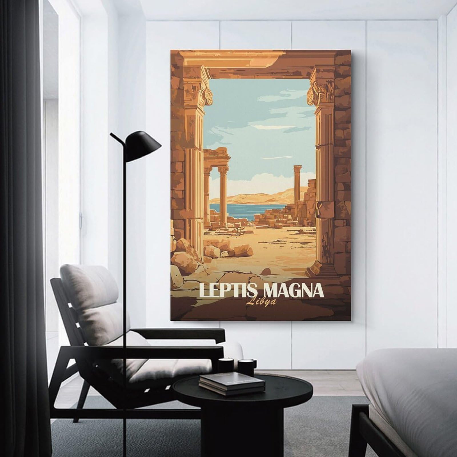 Junmoney Home Decor Wall Art Leptis Magna Ruins, 20x30inch(50x75cm), for Flats, Guest Rooms Or Compact Rooms, Wall Decor with Flexible Room Appeal