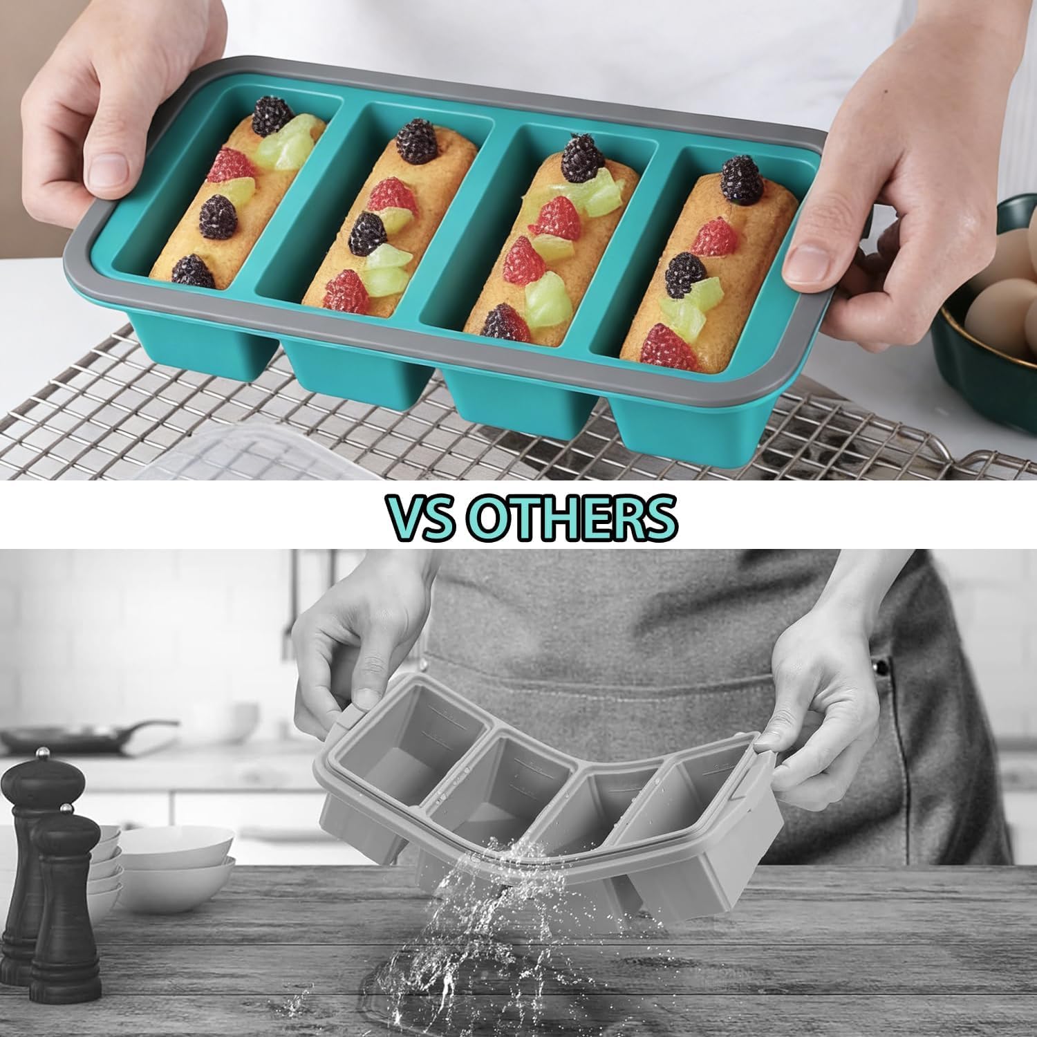 Meal Prep Contenitori, Vassoi In Silicone Per Alimenti Surgelati,Vassoio Per Congelatore In Silicone Extra Large,250 Ml, Ideali Per Preparare Pasti, Zuppe, Brodi, Salse E Cubetti Di Ghiaccio2PC (A)