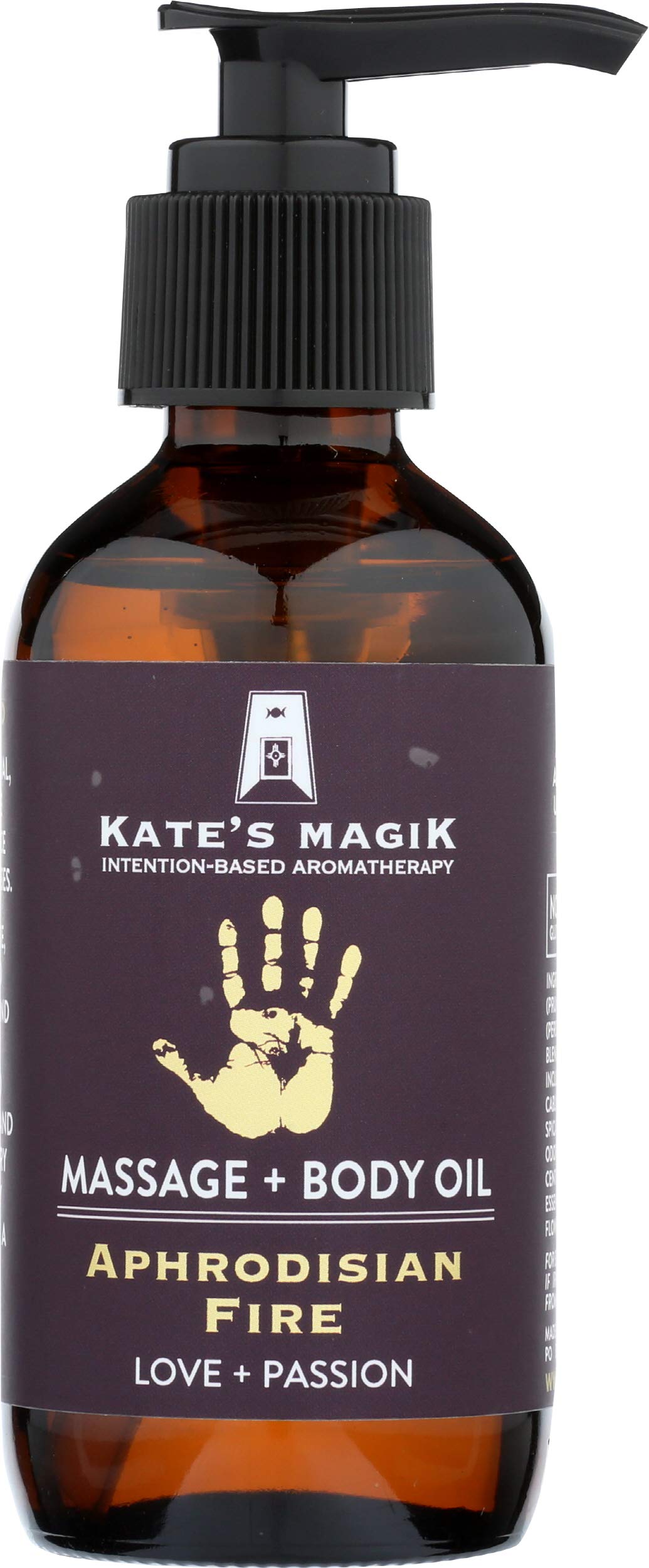 Aphrodisian Fire Massage & Body Oil Full Body Senual Massage Oil All Natual Organic Avocado and Almond Oil Pure Essential Sandalwood, Rose, and Patchouli Oil