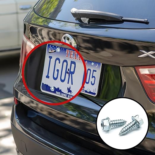 Set de 100 tornillos para placas de auto, acero, zinc, 3/4" miniatura 3