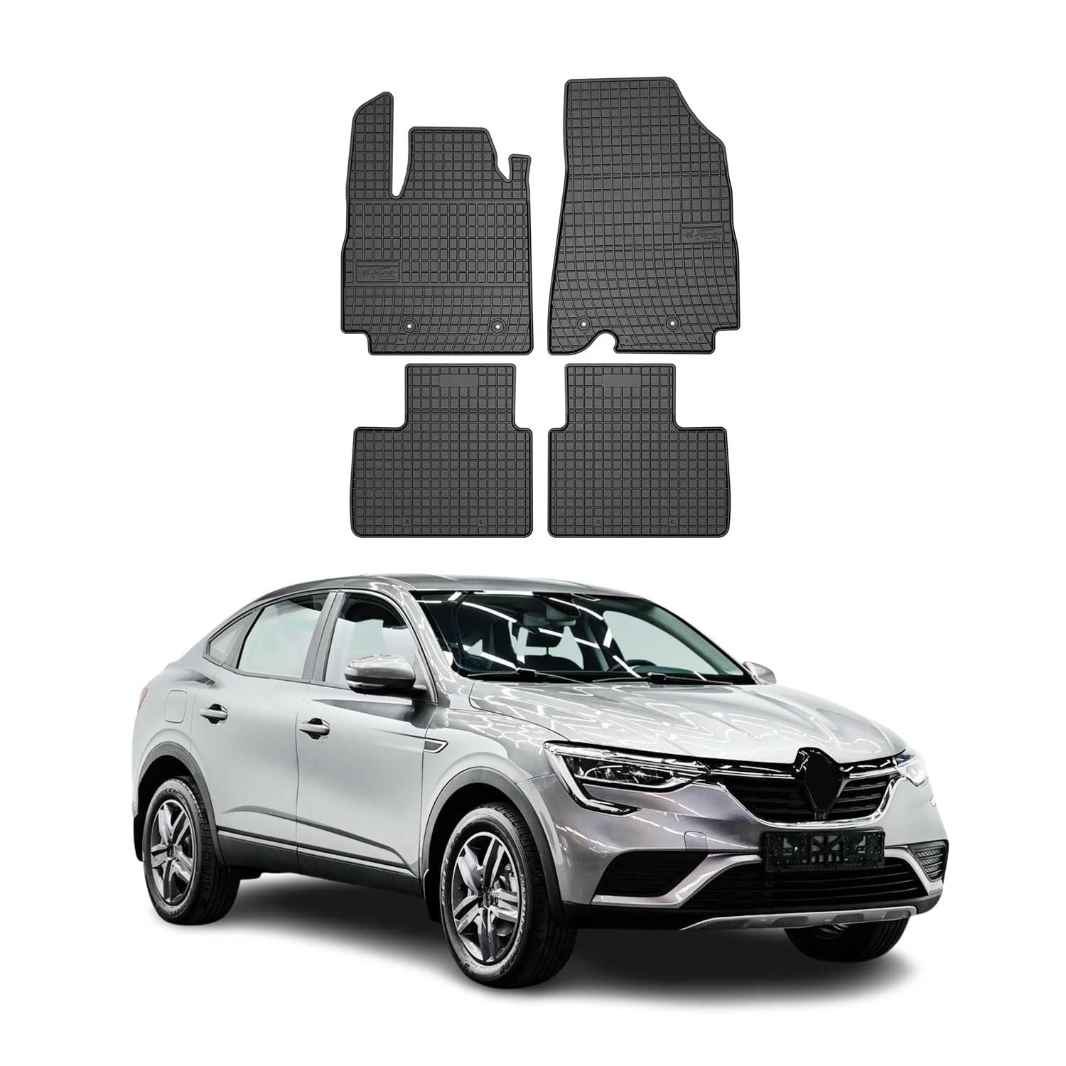 OMAC Alfombrillas de Goma Compatibles con Renault Arkana 2019-2026 Alfombrillas de Coche Goma Negro 4tlg | Alfombrillas de goma para todo tipo de clima, antideslizantes, producto específico para vehículos, impermeables