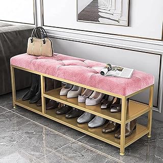 PJGFBYT Banco de entrada de lujo con almacenamiento para botas, banco tapizado para zapatos, organizador de zapatos moderno (tamaño: 80 x 35 x 45 cm), color: rosa
