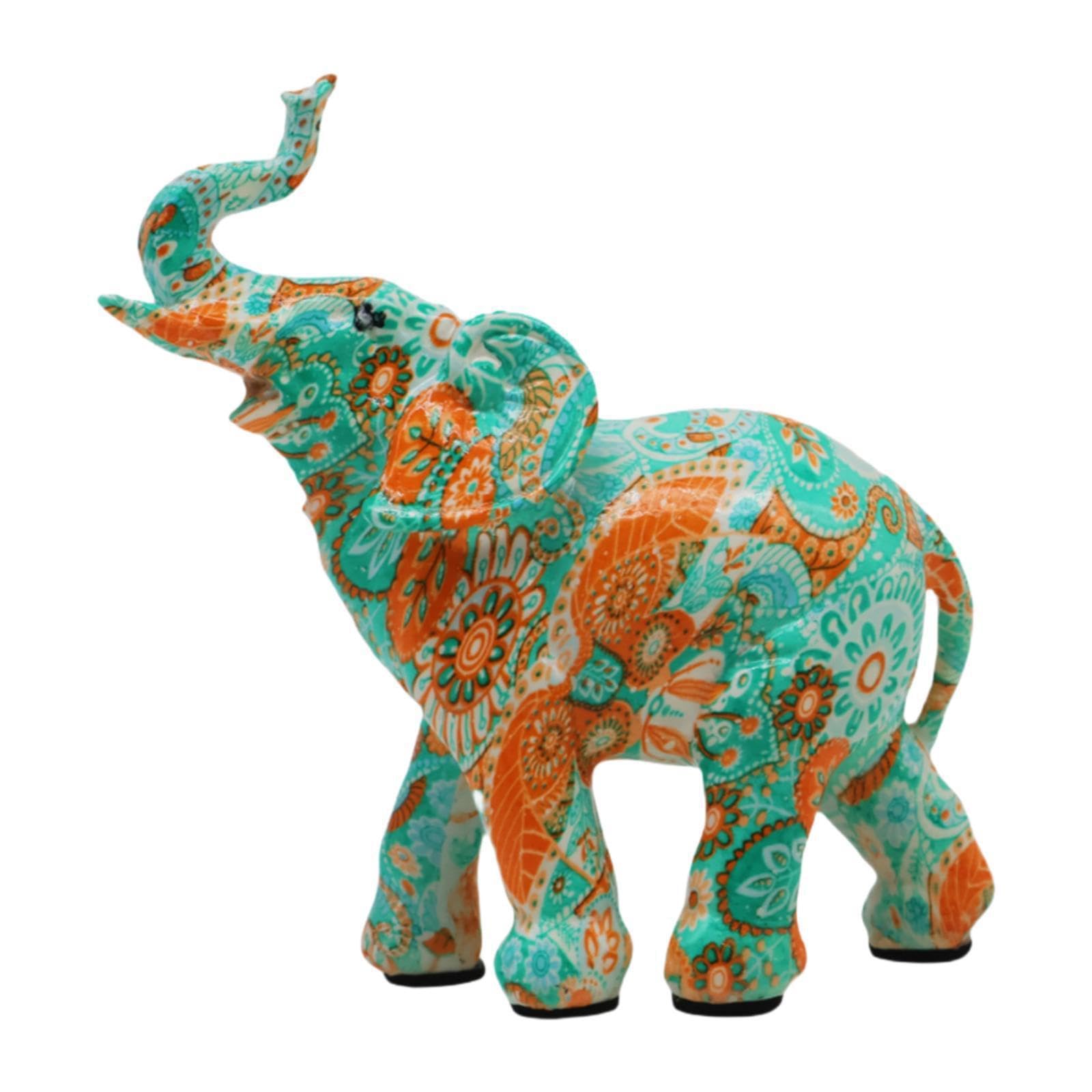TWISAXC Polished Elephant Statue Decorative Figurine for Creative Craft Desktop Elegance Arrange Home Aesthetically Elephant Statue Shelf Desk Office Home Decoration, Green, 12x5.4x12.7cm