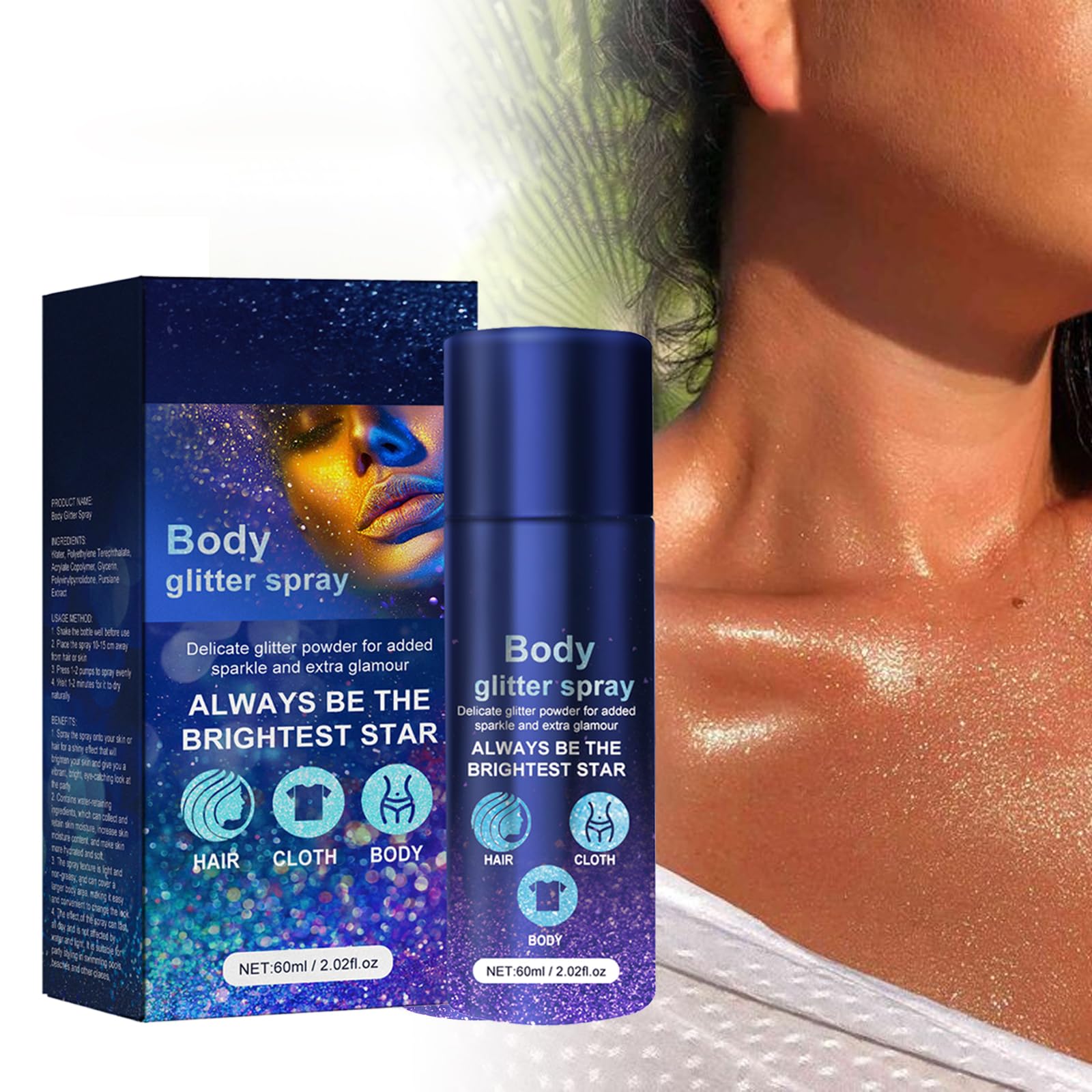 MKNZOME Glitter Spray Corpo Impermeabile Brillantini Vestiti Make - Foto 7