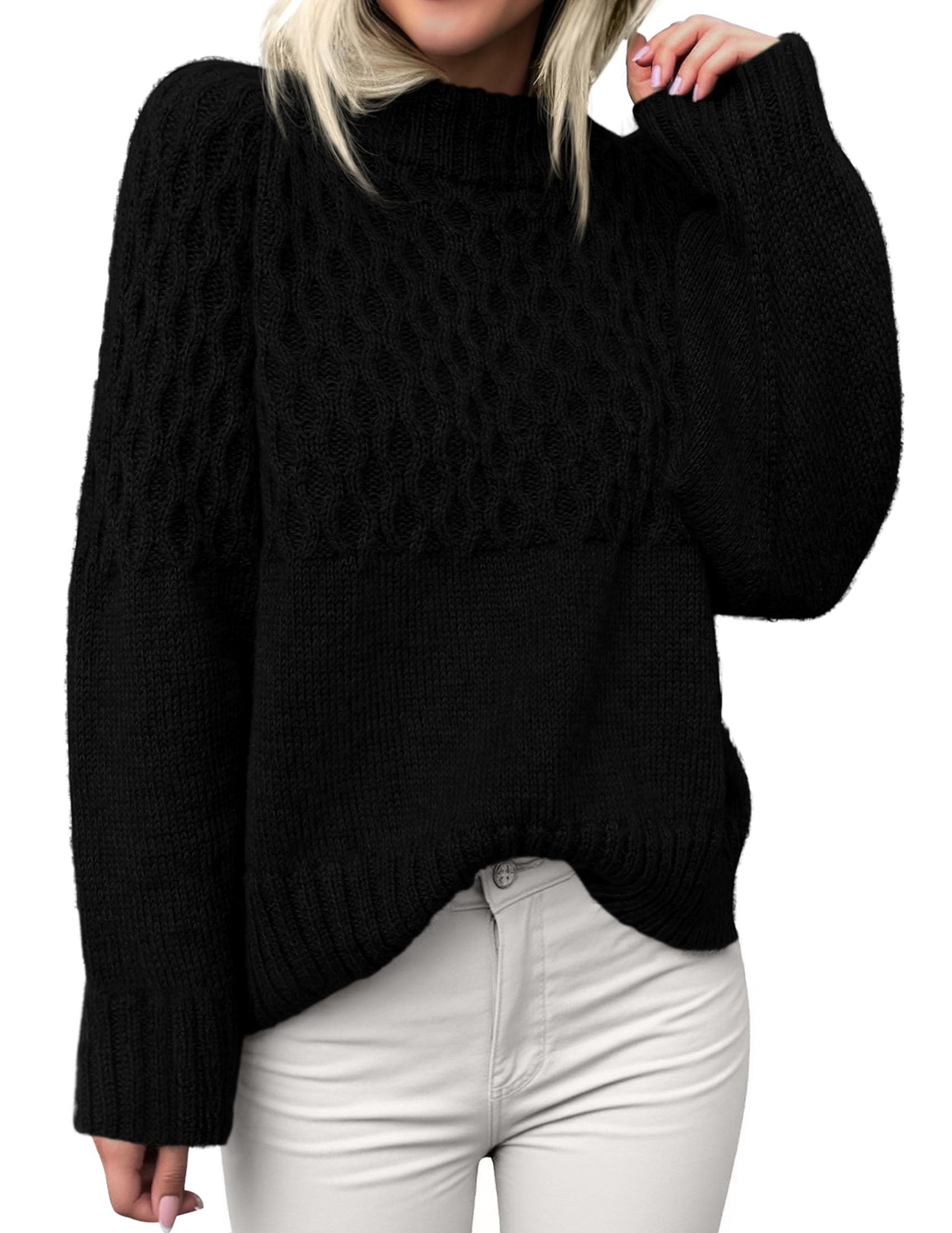 PRETTYGARDEN Oversized Sweaters for Women 2025 Fall Cute Cable Knit Long Sleeve Crewneck Chunky Pullover Tops Winter Clothing