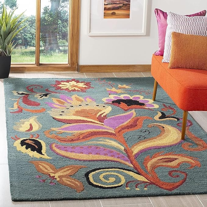 Handmade Tufted Wool Carpet – Premium Thick Embossed Geometric Design Rug for Living Room, Bedroom & Hall (Multi 16, 5 x 5 Feet Square)-image-35