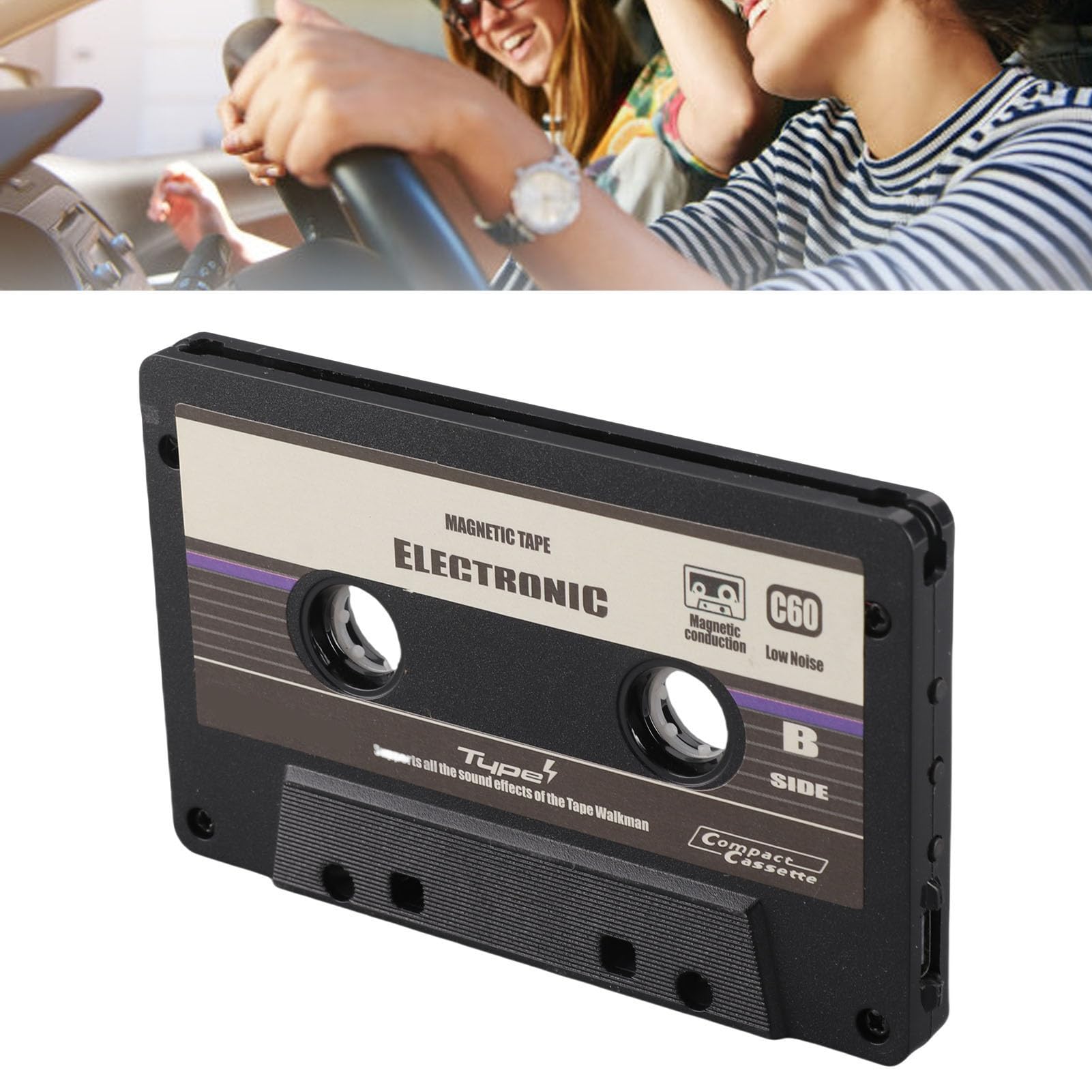 Adaptador de Casete, Casete de Audio Inalámbrico para Automóvil a Adaptador con Función de Grabación y Soporte para Tarjeta de Memoria de 32 GB, Ideal para Teléfonos Inteligentes,