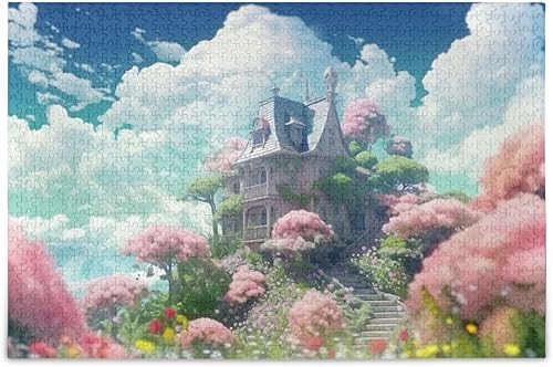 Rompecabezas de flores de castillo de 500 piezas para adultos, rompecabezas educativos de aprendizaje, juguetes familiares difíciles y desafiantes