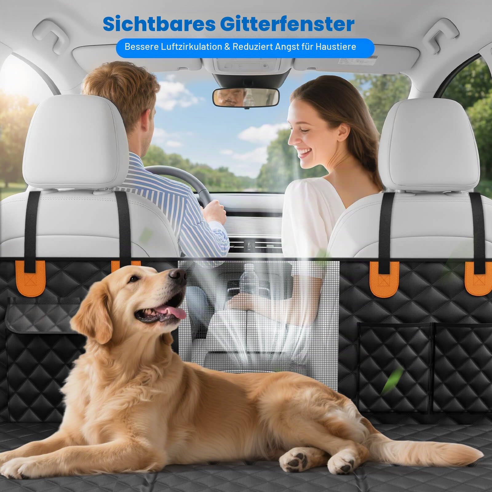 Hundedecke Auto Rückbank, Harter Unterseit Hundedecke Auto Wasserdicht/rutschfest/Rasierfest/Einklappen, 2025 Verbesserte Hunde Autositz Rückbank Tragkraft bis 180 kg, Geeignet für Autos und SUV