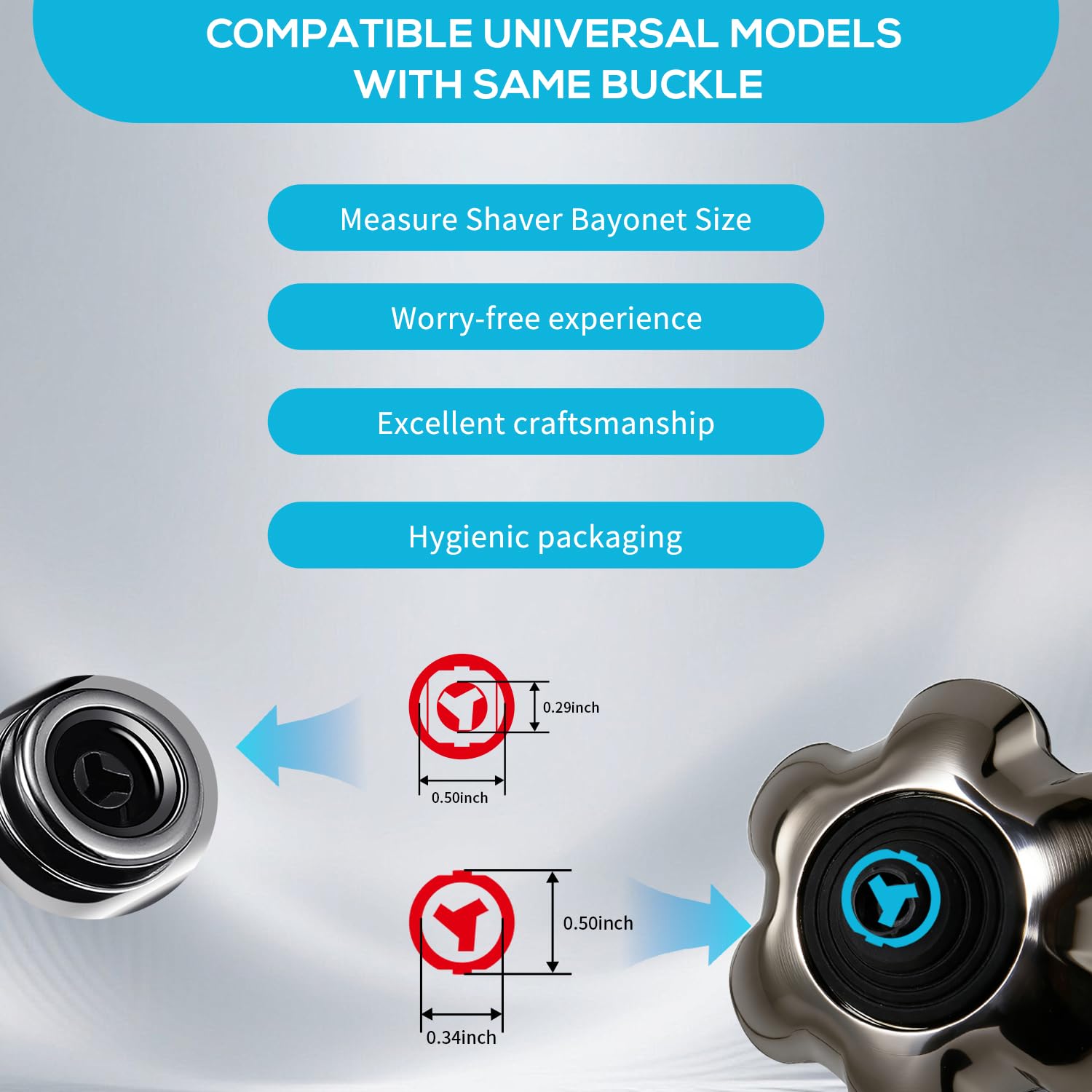 Magnetic Head Shaver Replacement Heads, 7 Double Ring Waterproof Rotary Razor Blades for Bald Men Compatible with Freebird wyklaus shpavve(Silver) (silver7D) - Image 5