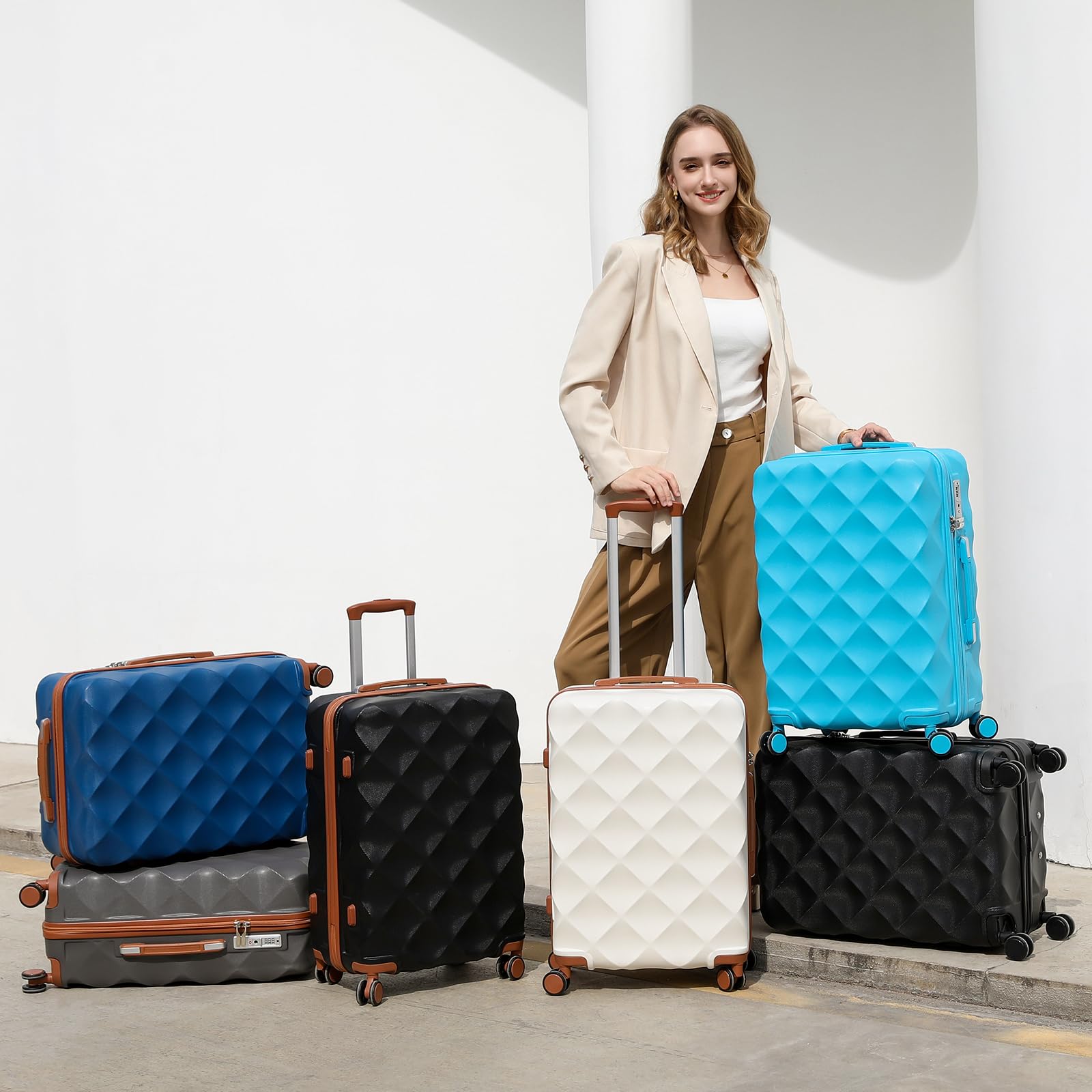 British traveller Bagagli duri durevoli di ABS+PC con la chiusura lampo YKK della serratura di TSA delle ruote 4 del filatore