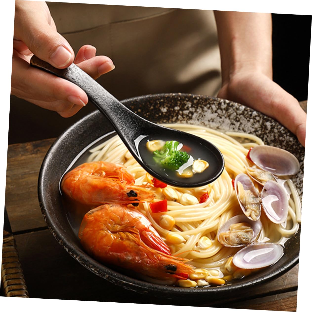 4 piezas Cucharas de Sopa Cerámicas Japonés Cucharas para Arroz y Porridge Resistentes y Anti-quemaduras Diseño Retro para Uso Diario Restaurantes y Hogar