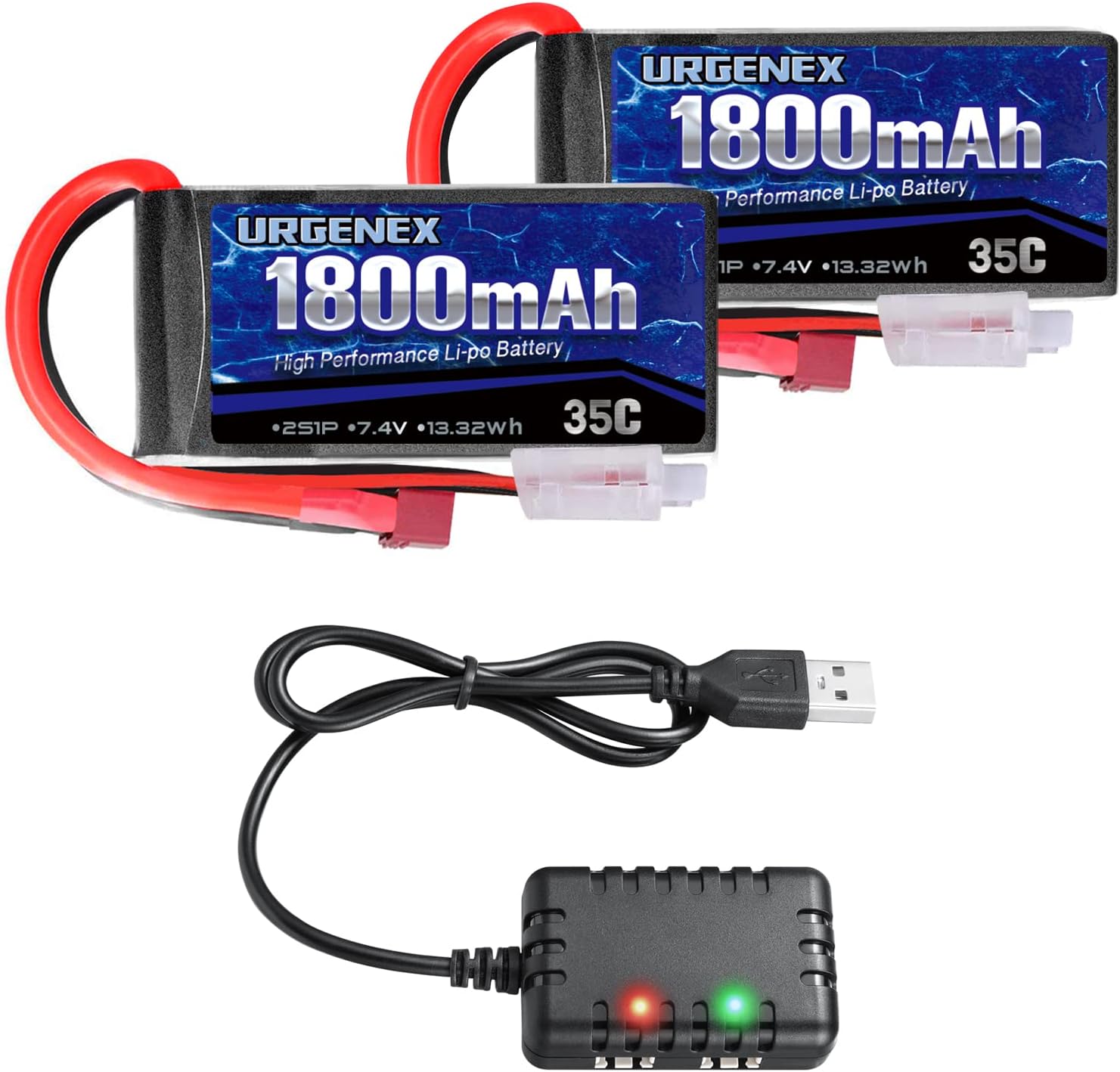 2S Lipo Battery 7.4v Lipo, RC Lipo Batteries 35C 1800mah Li-Po Battery with T Plug Campatibal with WLtoys Rc Cars A959-B, Truck, Truggy, Helicopter, Drone, Racing (2Pack)